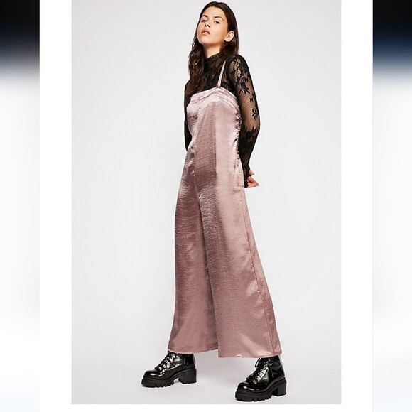 Free People Oh My Shine Satin Romper Jumpsuit - Picture 1 of 12
